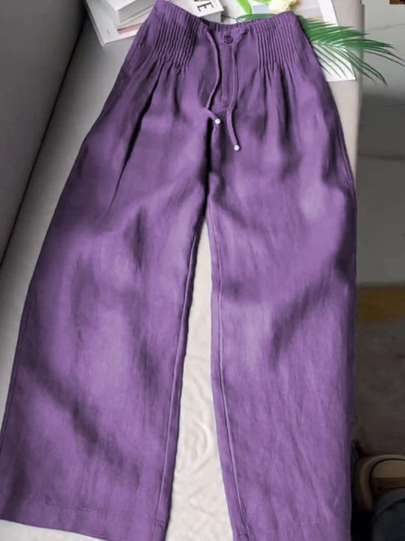 Camille - Wide-leg Pants in Cotton and Linen Blend