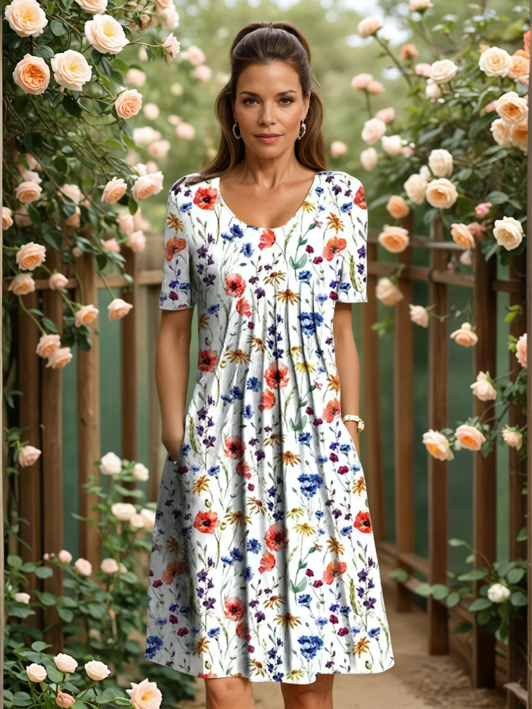 Marianne | Elegant Floral Midi Dress
