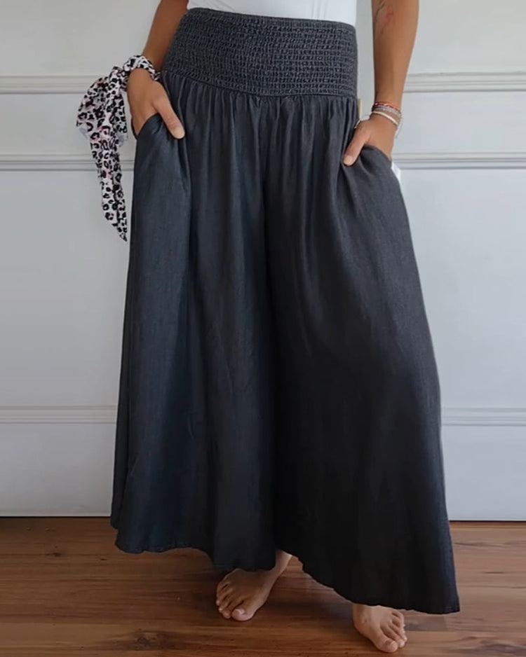 Jasper - Flowy Smocked Waist Pants