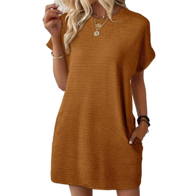 EVASHA™ – Casual Minimalist Round Neck Summer Dress