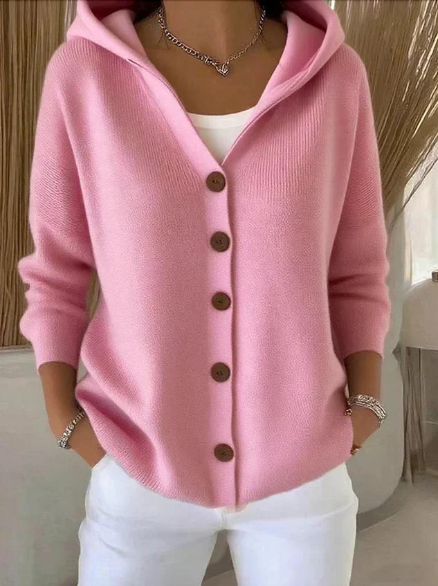 Darienne | Hooded Button Up Knit Cardigan