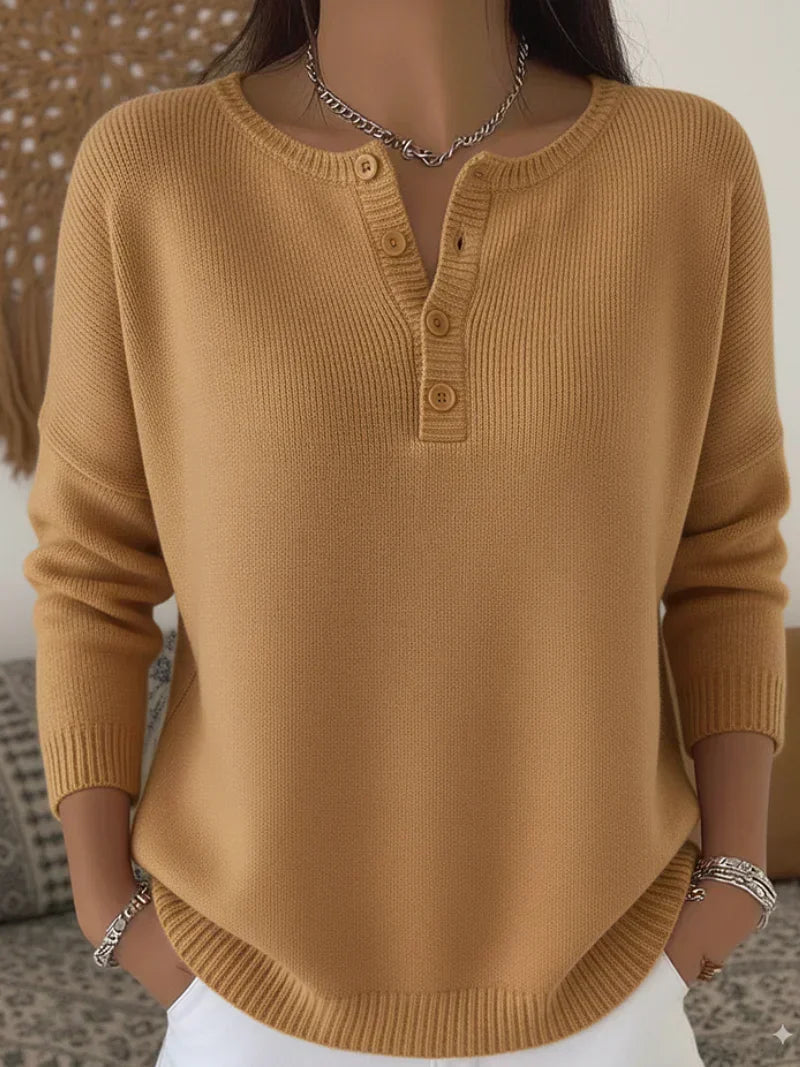 Helena | Henley Button Up Knit Jumper