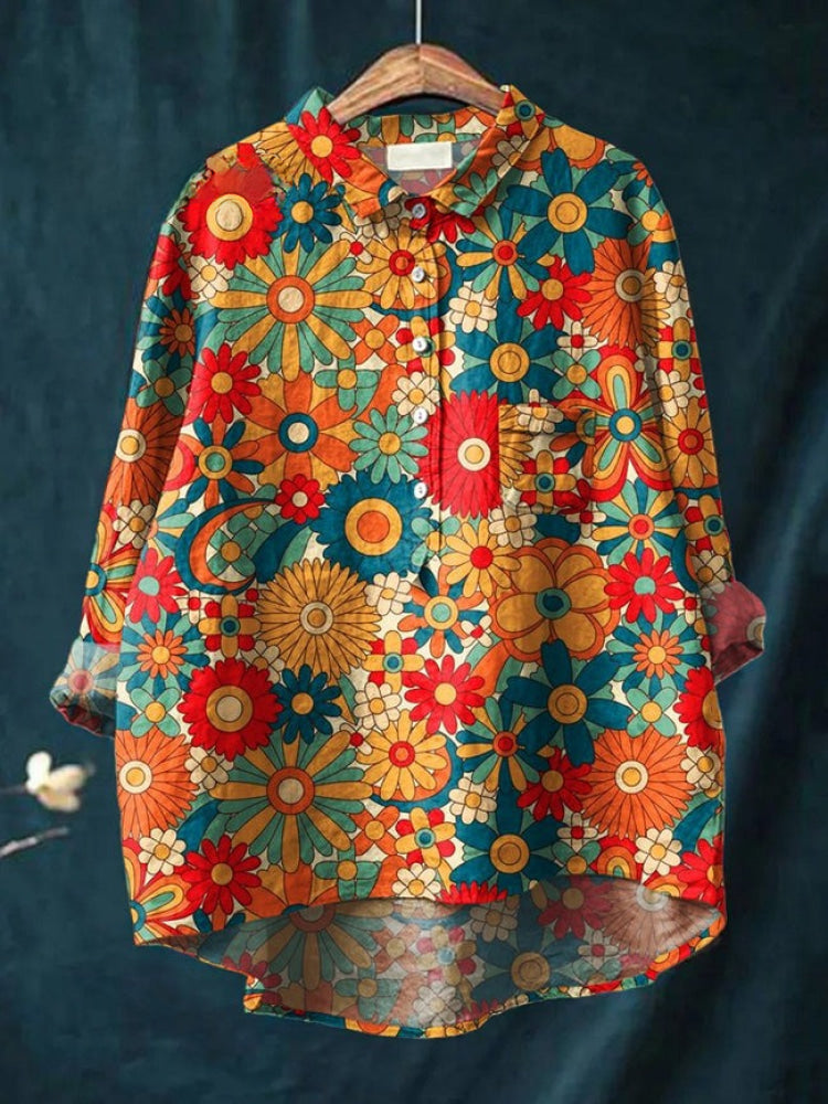 Vibrant Floral Embroidered Shirt