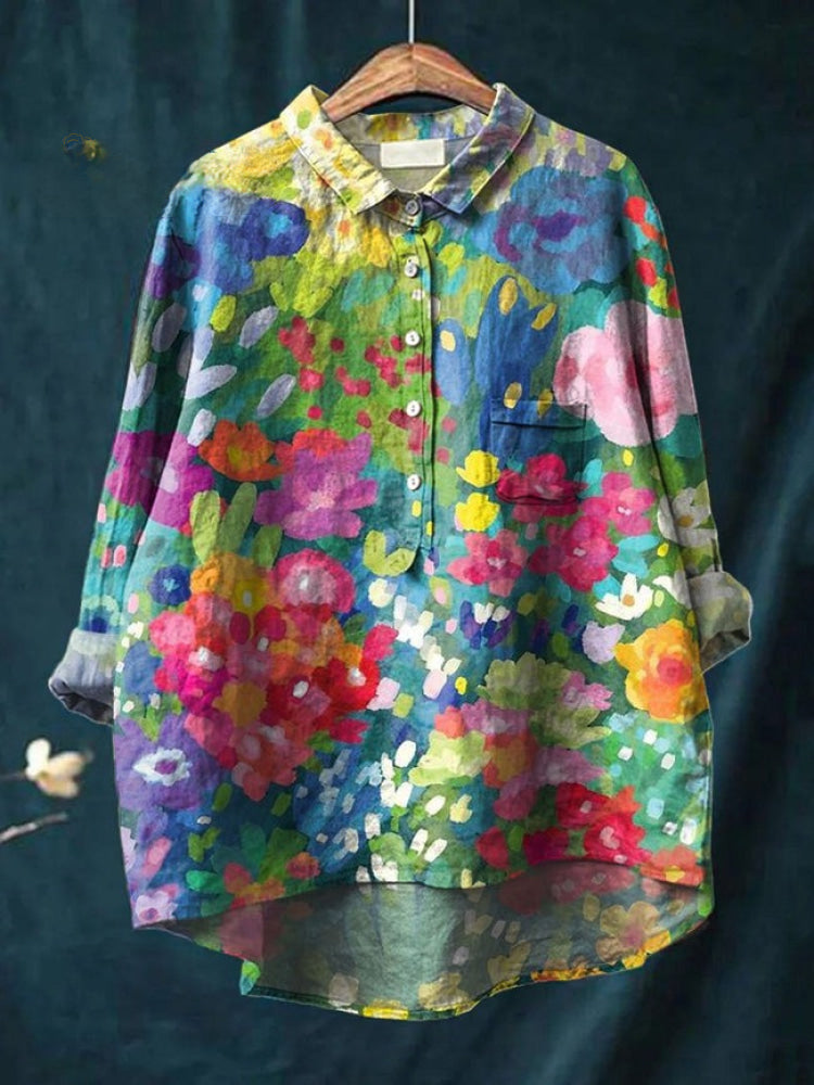 Vibrant Floral Embroidered Shirt