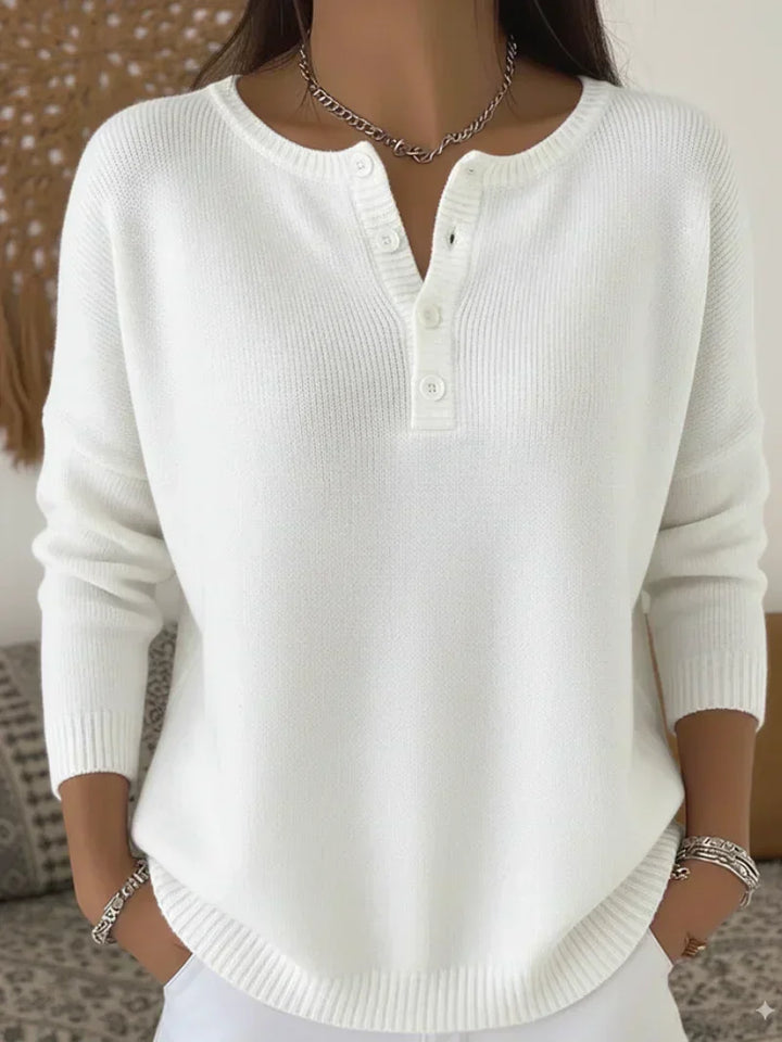Helena | Henley Button Up Knit Jumper