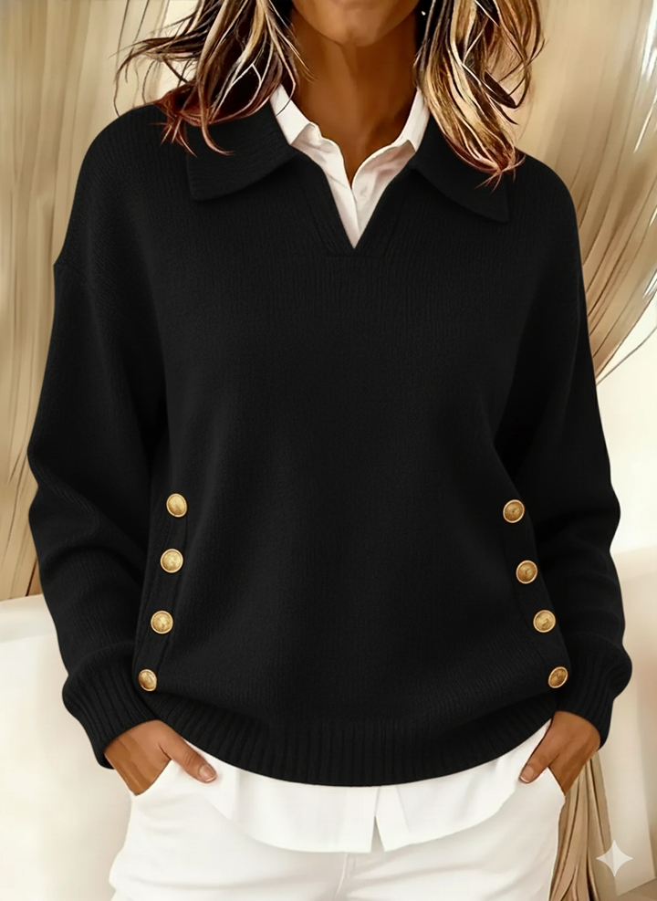 Vynette | V Neck Jumper with Collar