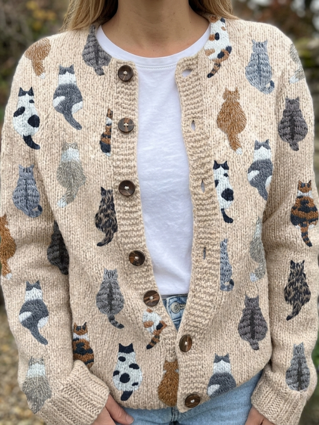 Nola | Cat Print Cardigan